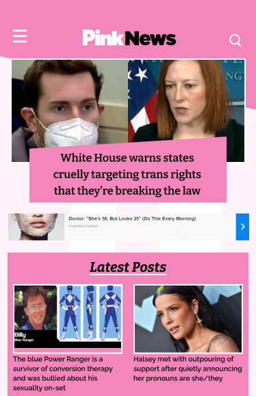 pink news main page